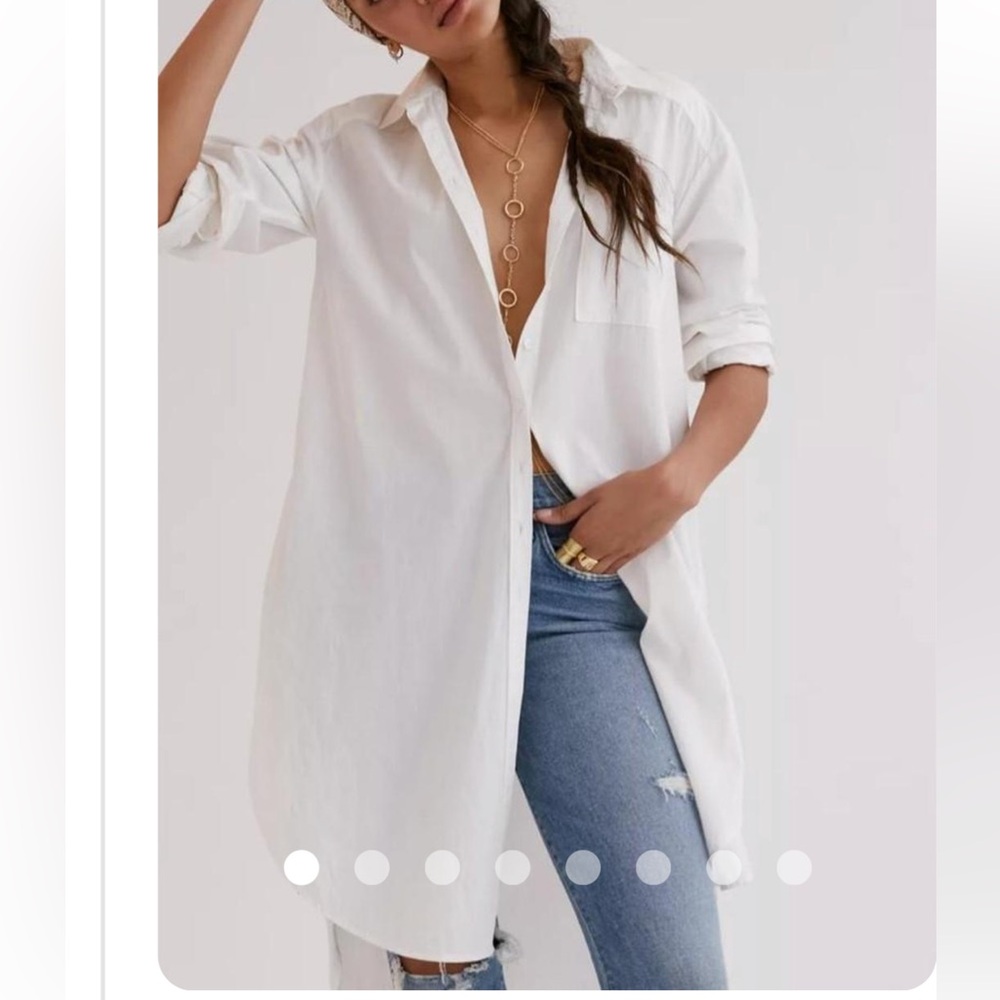 Anthropologie Maeve maxi tunic poplin button down shirt dress Sz M